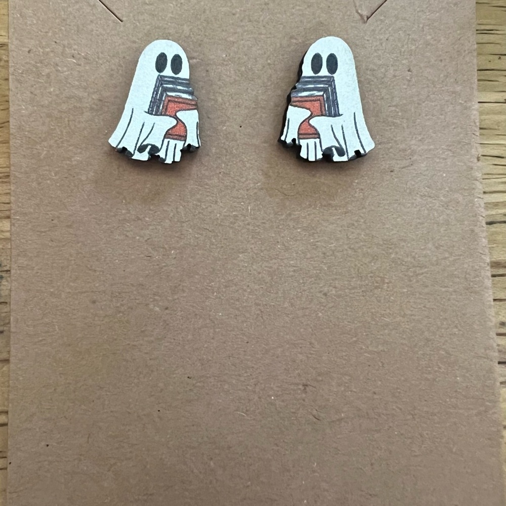 Ghost Earrings with Book Design
